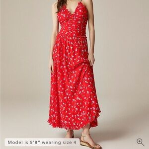 J. Crew Red Floral Midi Dress